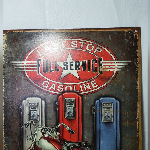 Last Stop Full Service Gasoline Vtg Legends Distressed Metal Sign Retro - Picture 2 of 6